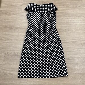 Tahari Arthur S Levine elegant Black and White Polka Dot Dress 4